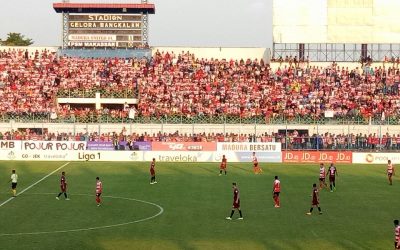 Madura United mengakhiri putaran pertama Liga 1 dengan kemenangan 1-0 atas PSM Makassar